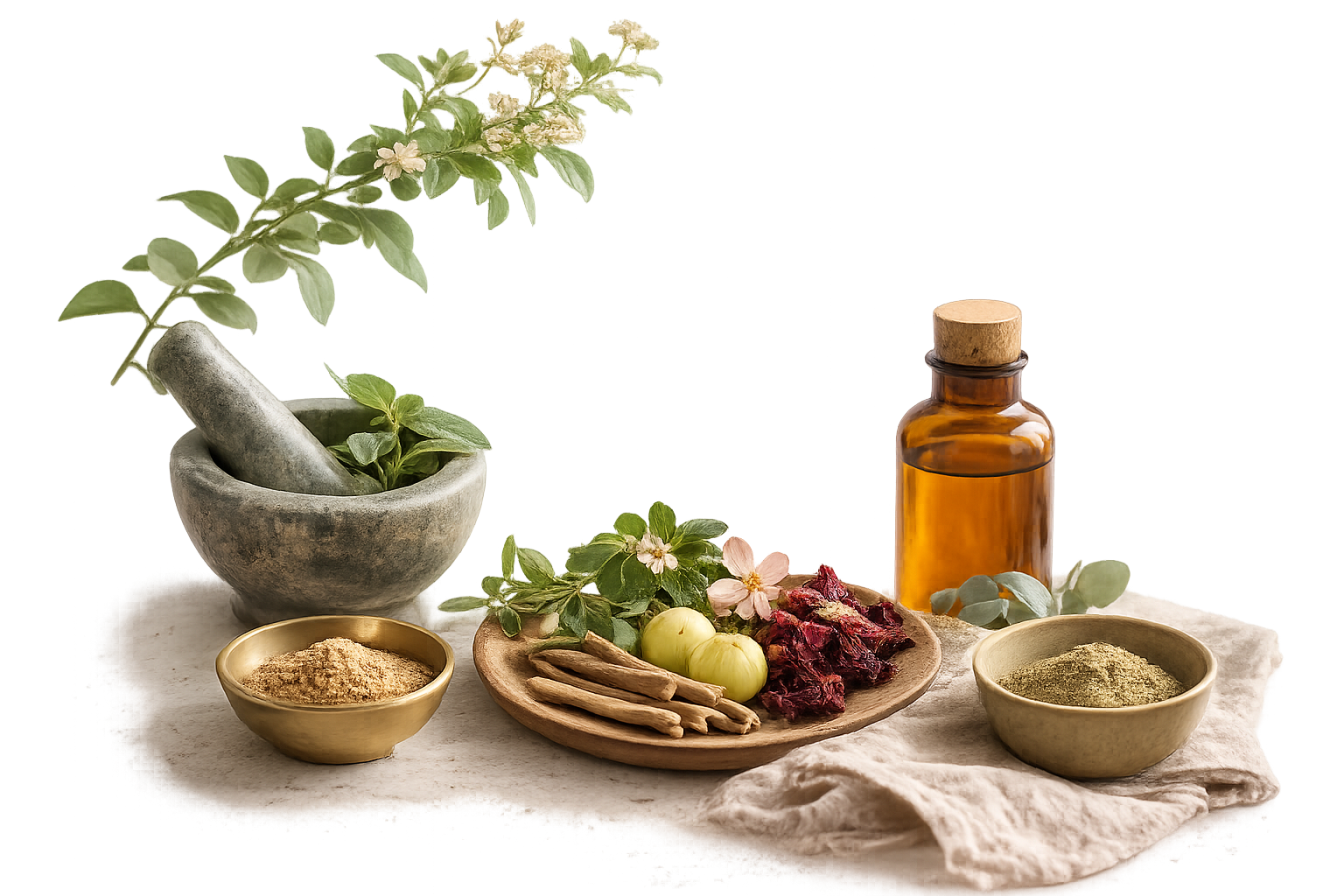Ayurveda Kräuter. Ein wichtiger Bestandtteil der Heillehre