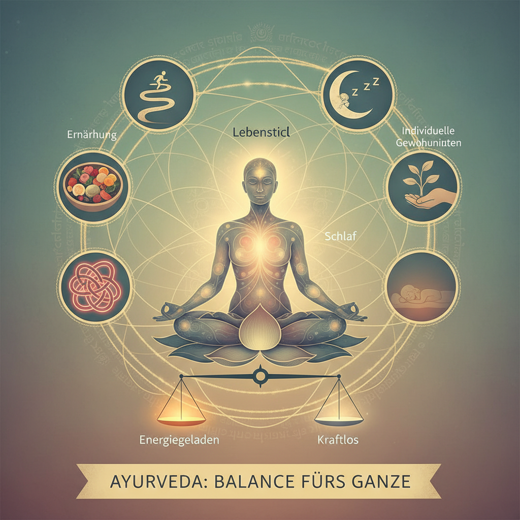 Grafische Darstellung Ayurveda und Erschöpfung Maßnahmen