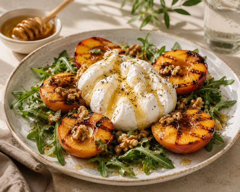 Gegrillter Pfirsich mit Burrata