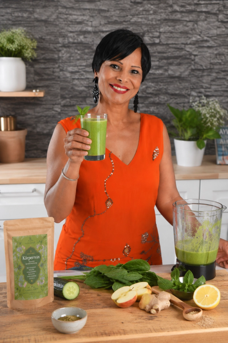 Grüner Detox Smoothi zubereitet von Ayurveda Expertin Balvinder Sidhu