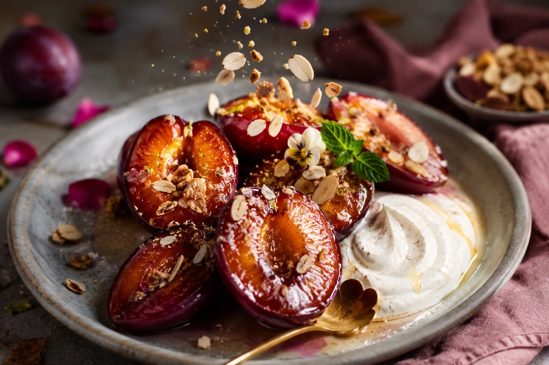 Gewürzpflaumen mit Crunch